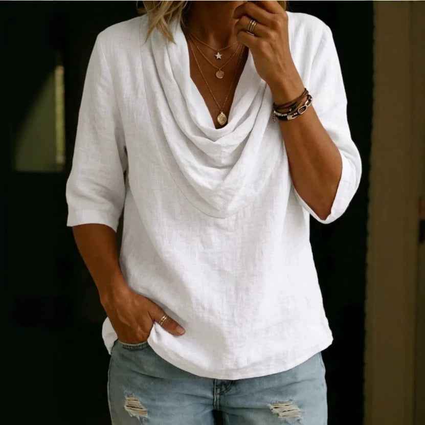 Women's Solid Crew-Neck Three-Quarter Sleeve Shirt — 3 Colours