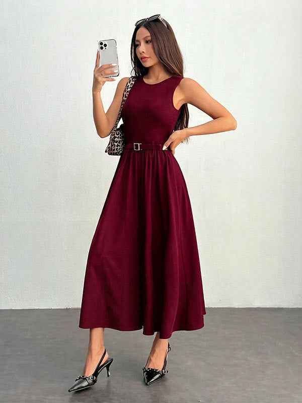 Sleeveless Midi Dress – Minimalist A-Line for Women