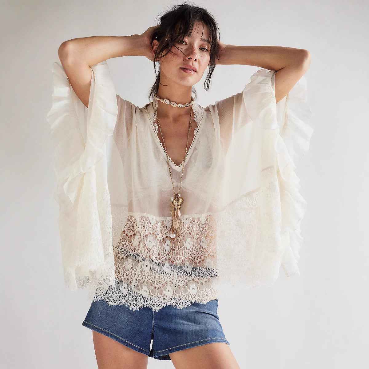 Womens Blouse With Batwing Sleeves For The Beach