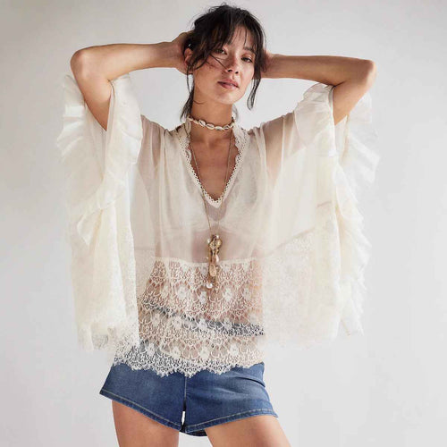 Womens Blouse With Batwing Sleeves For The Beach