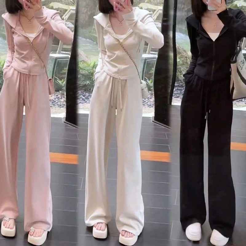 Fashionable Casual Two-piece Wide-leg Pants Set