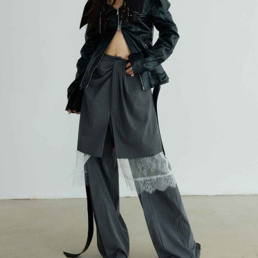 Women's Three-Piece Cut-Out Sculptural Trousers — Gray Stripes, S–L