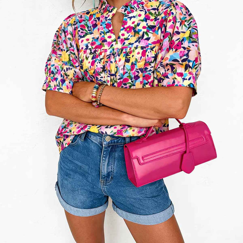 Casual All-Match Floral Print Chiffon Blouse