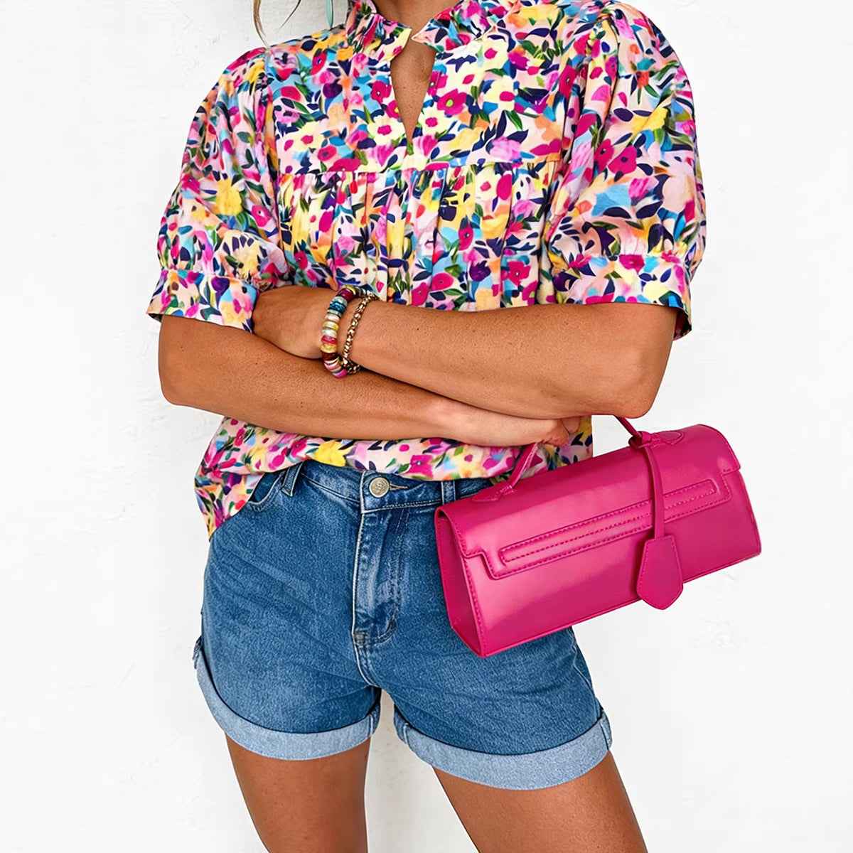 Casual All-Match Floral Print Chiffon Blouse