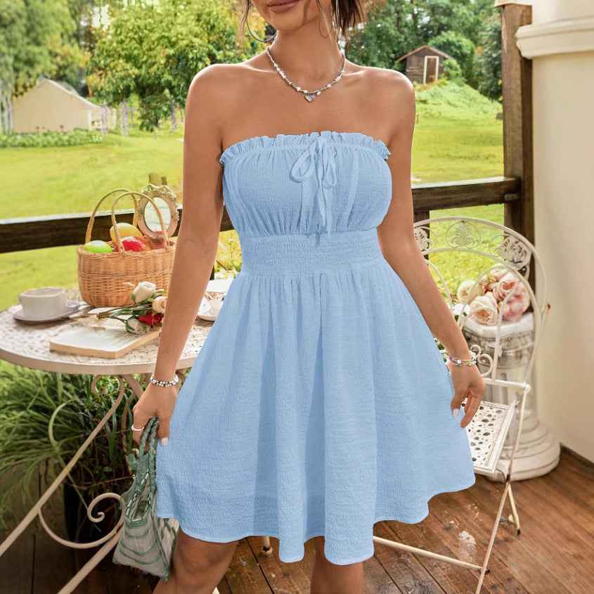 Women's Off-Shoulder Backless Cropped Dress — 3 Colours, XS–XL