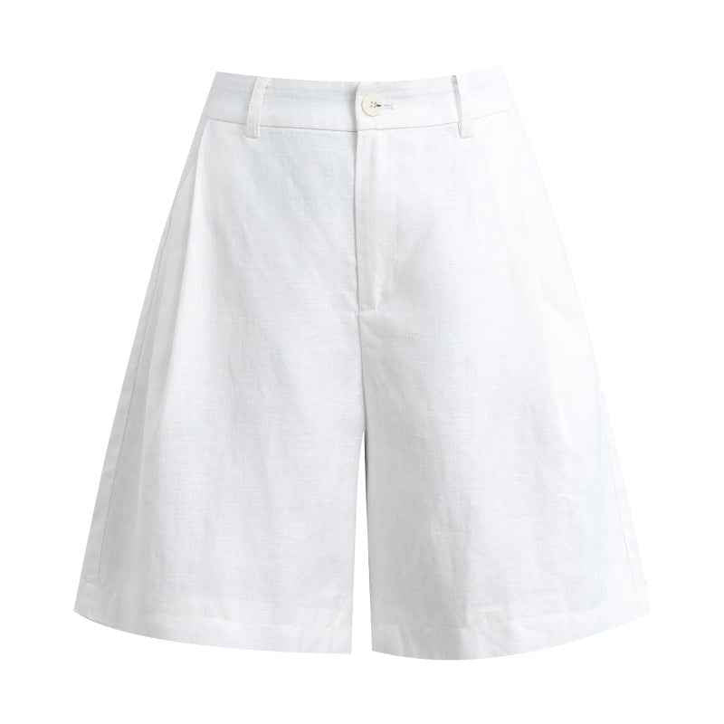 Women's High-Waist Tencel Straight-Leg Cropped Shorts — 2 Colours, W26–W32