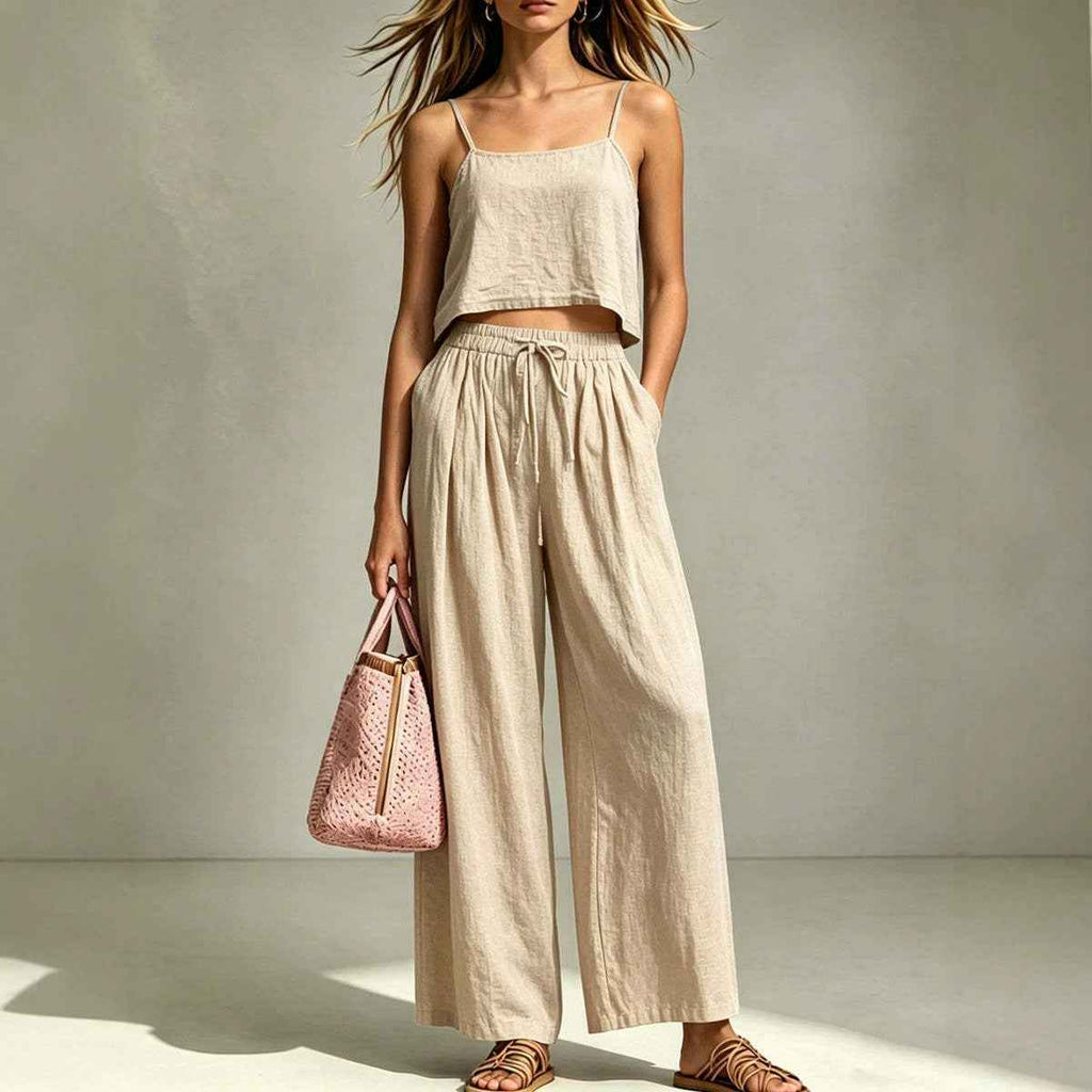 Fashion Casual Camisole And Wide-Leg Pants Set