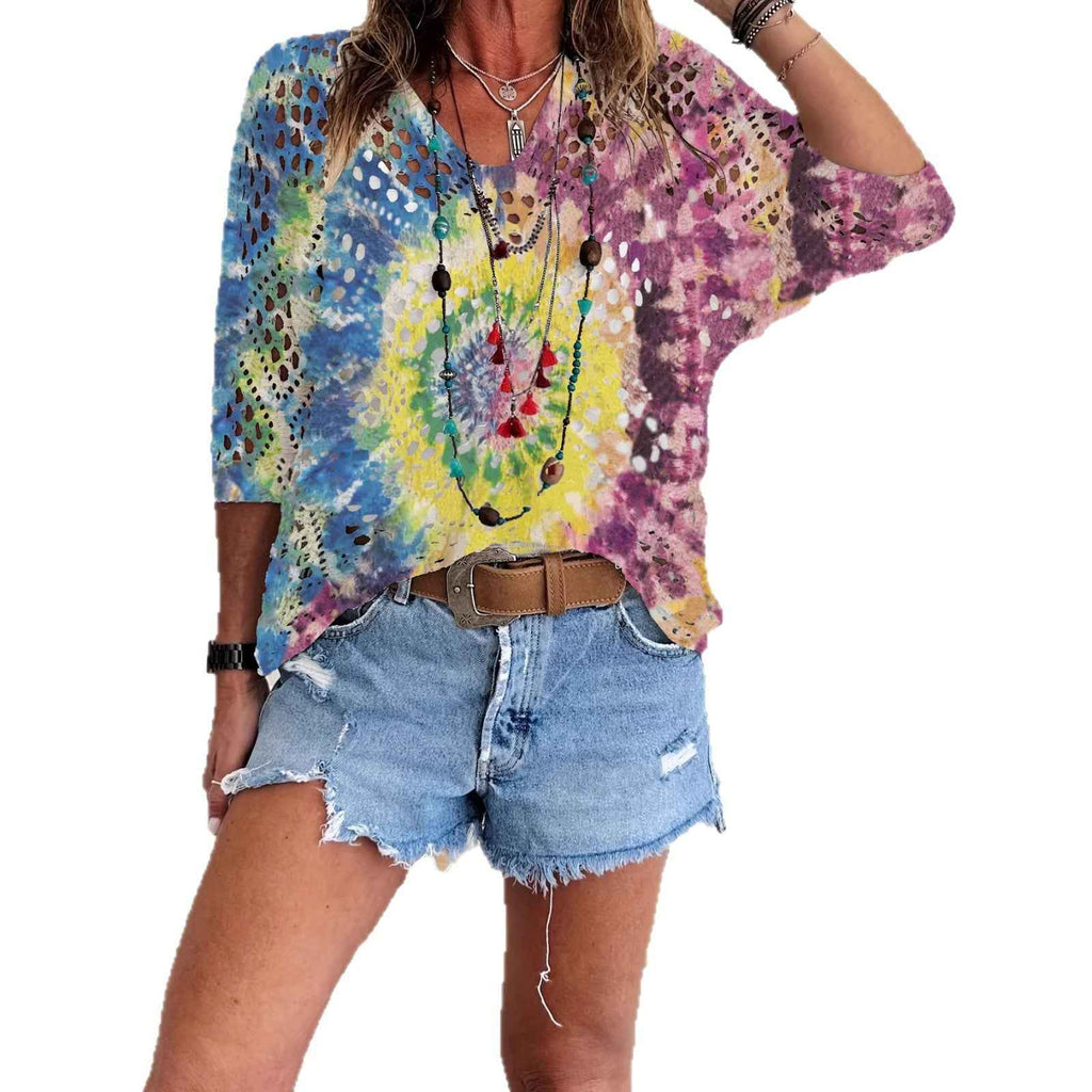 Women's 3D Knit Batwing Sweater – Hollowed-Out Elegant Design