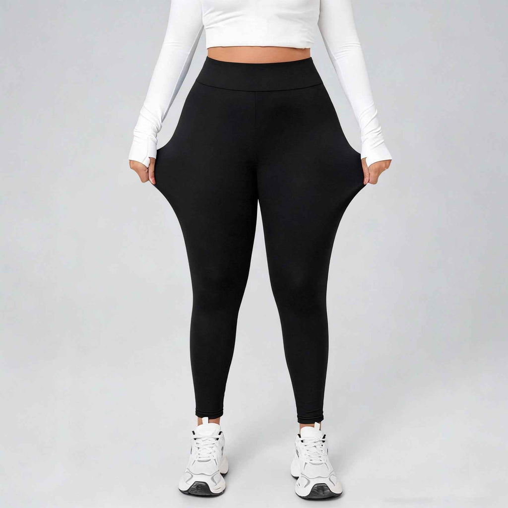 Slim-Fit Full-Length Pencil Leggings — Black, Plus Sizes