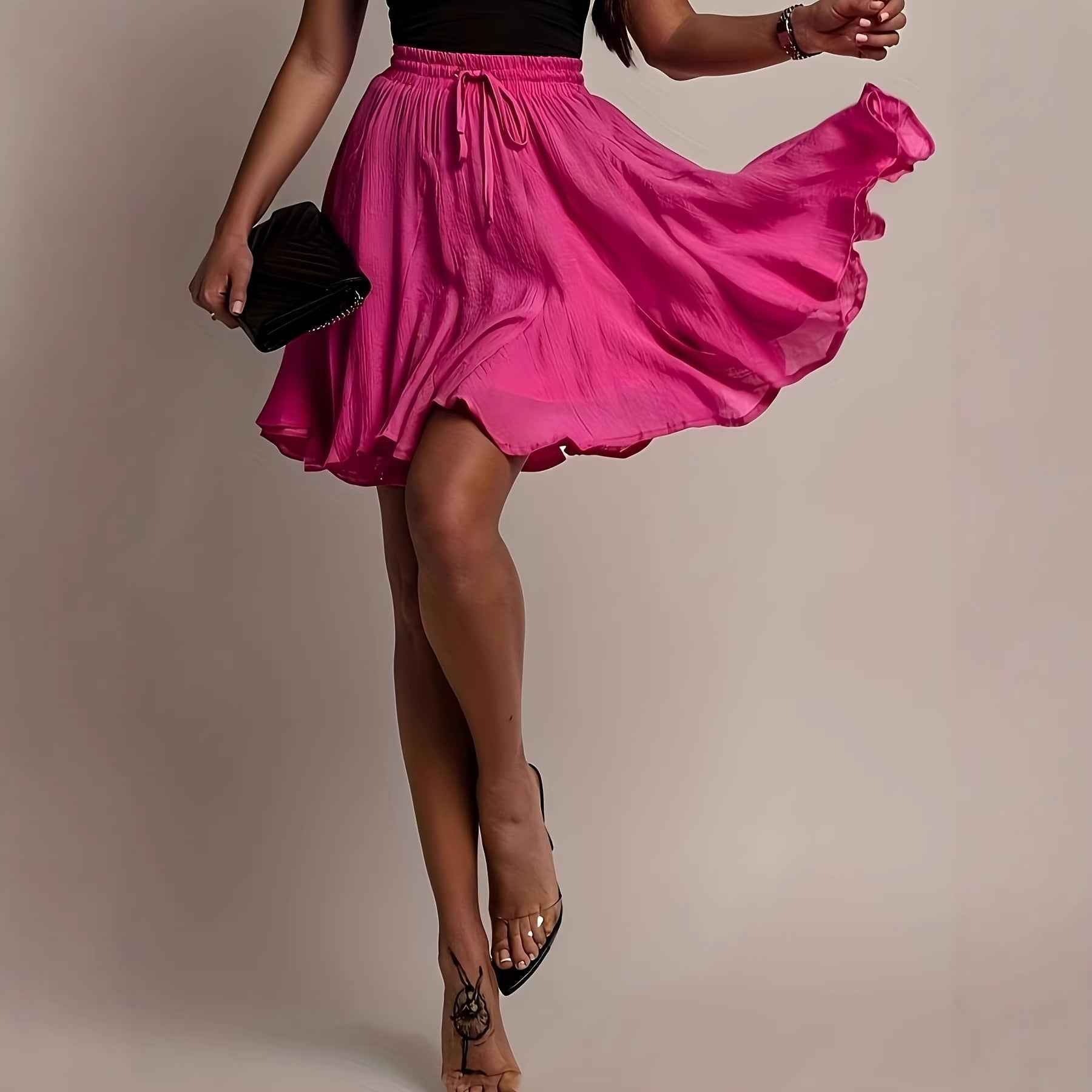 Solid-color High-waisted Skirt European And American Style