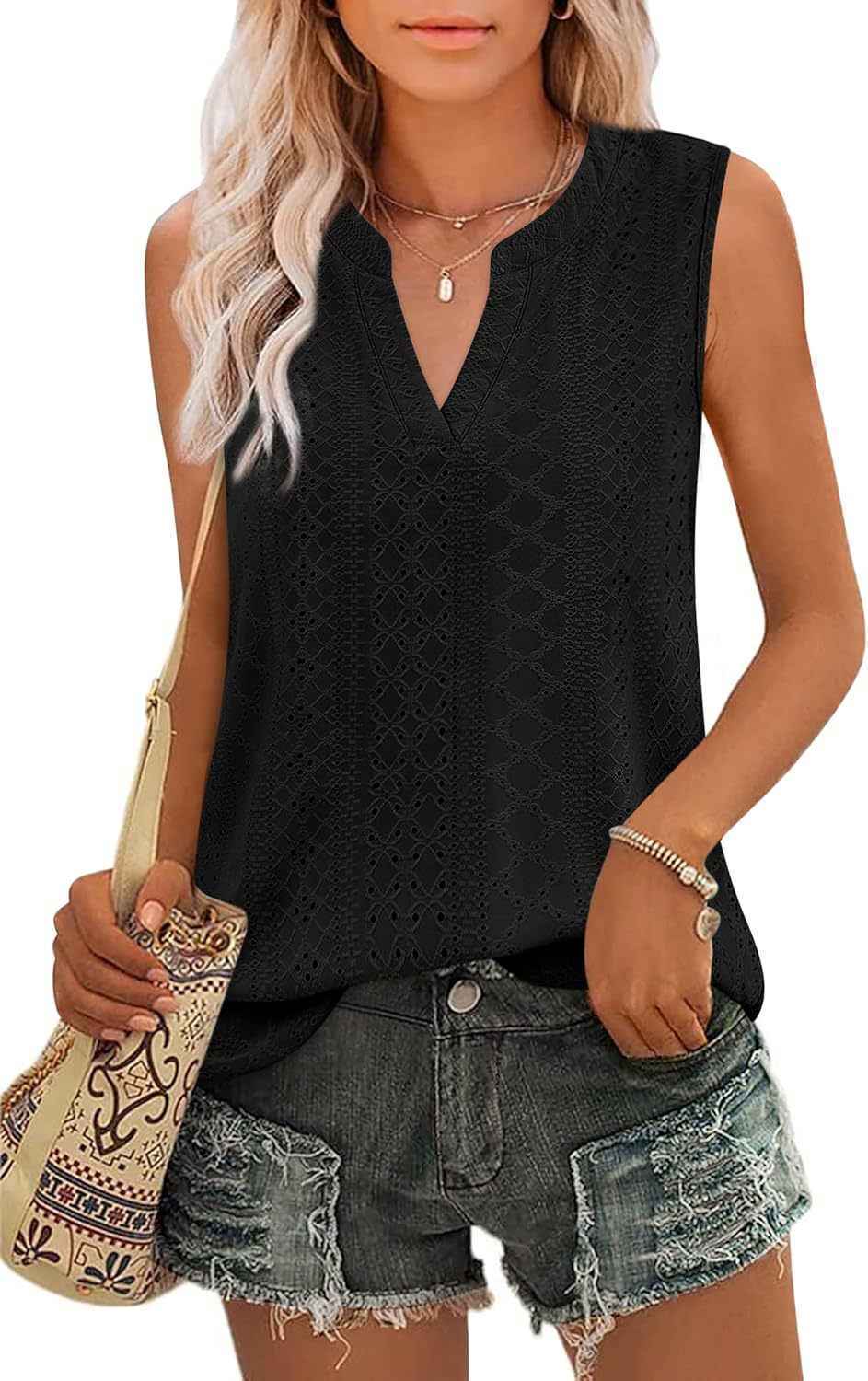 Sleeveless V-Neck Top — Loose Fit, 10 Colours