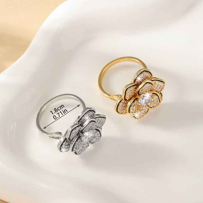 Fashion Light Luxury Flower Ring For Women