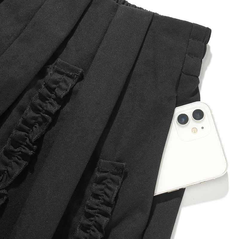 New Commuter Skirt Figure-flattering Black Fashion Pleated Maxi A-line Skirt