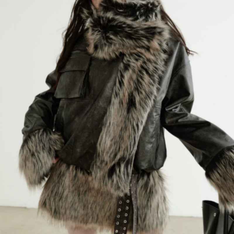 Women's Two-Way Plaid-Lined Faux Leather Jacket — Dark Brown, S–L