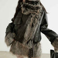 Women's Two-Way Plaid-Lined Faux Leather Jacket — Dark Brown, S–L