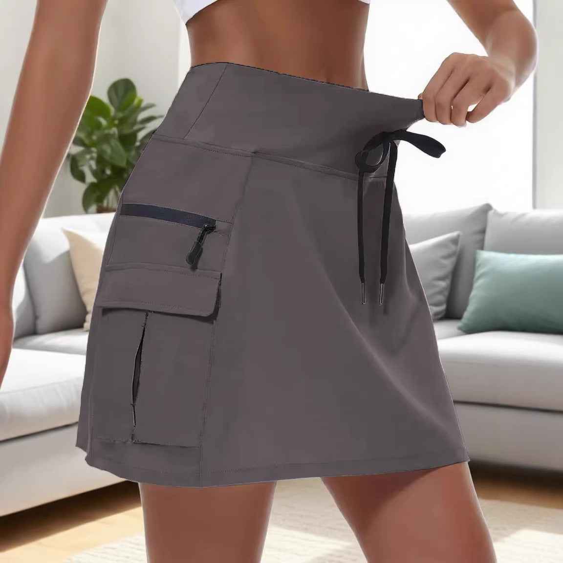 Women's Drawstring Sports Mini Skirt – 7 Colours, S–2XL