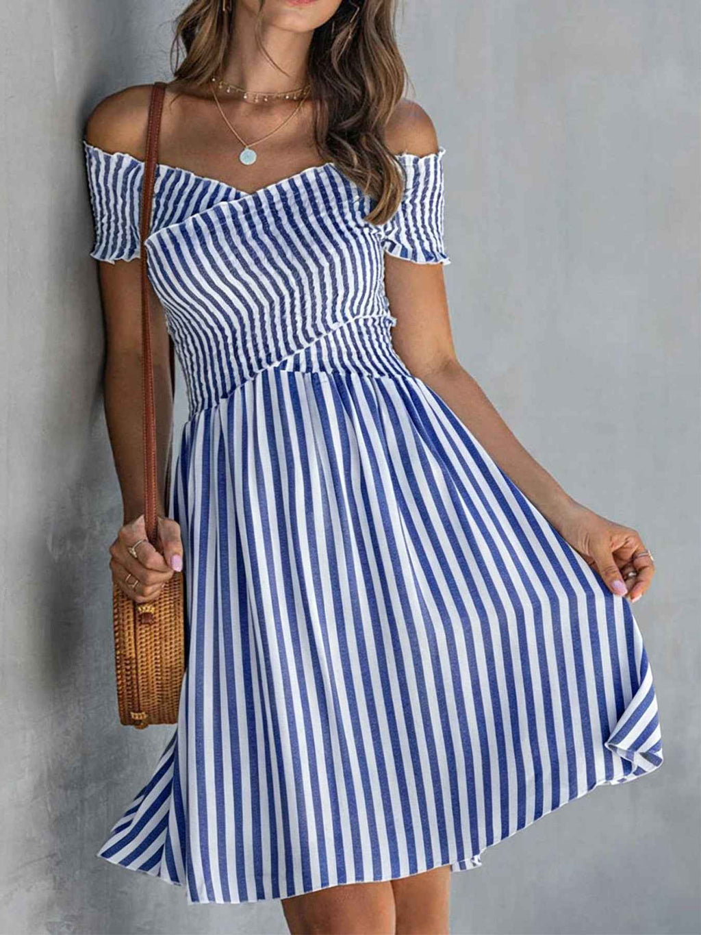Suspender Strap Off-Shoulder Slim Midi Dress