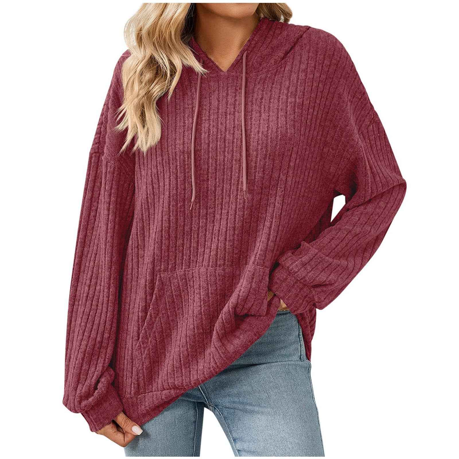 Knit Pocket Hoodie – Loose Fit Raglan Sweatshirt