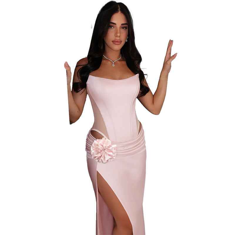 Satin Corset Fishtail Maxi Dress