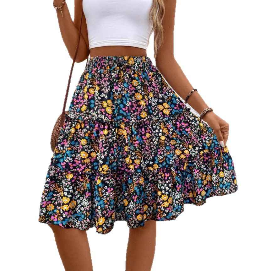 Floral A-Line Midi Skirt