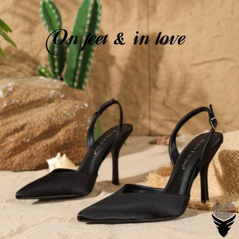 French-Style Satin Stiletto Sandals – Pointed Toe