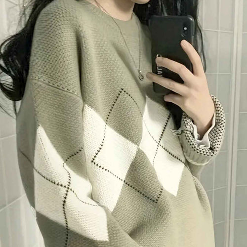 Colour Block Drop Shoulder Knit Sweater | Plus Size Long Sleeve Pullover
