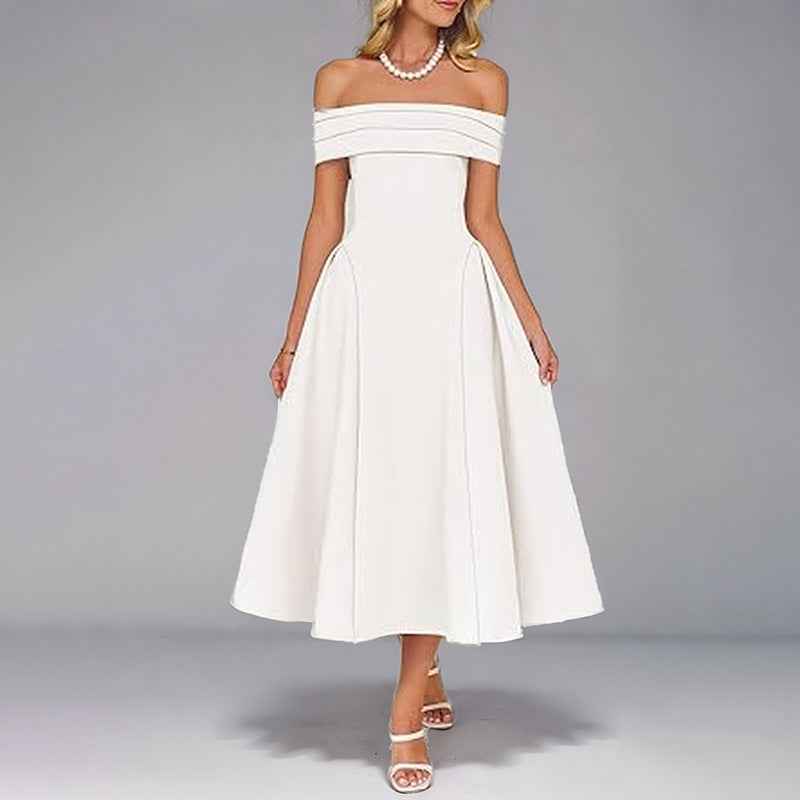 Off-Shoulder Fit & Flare Midi Dress