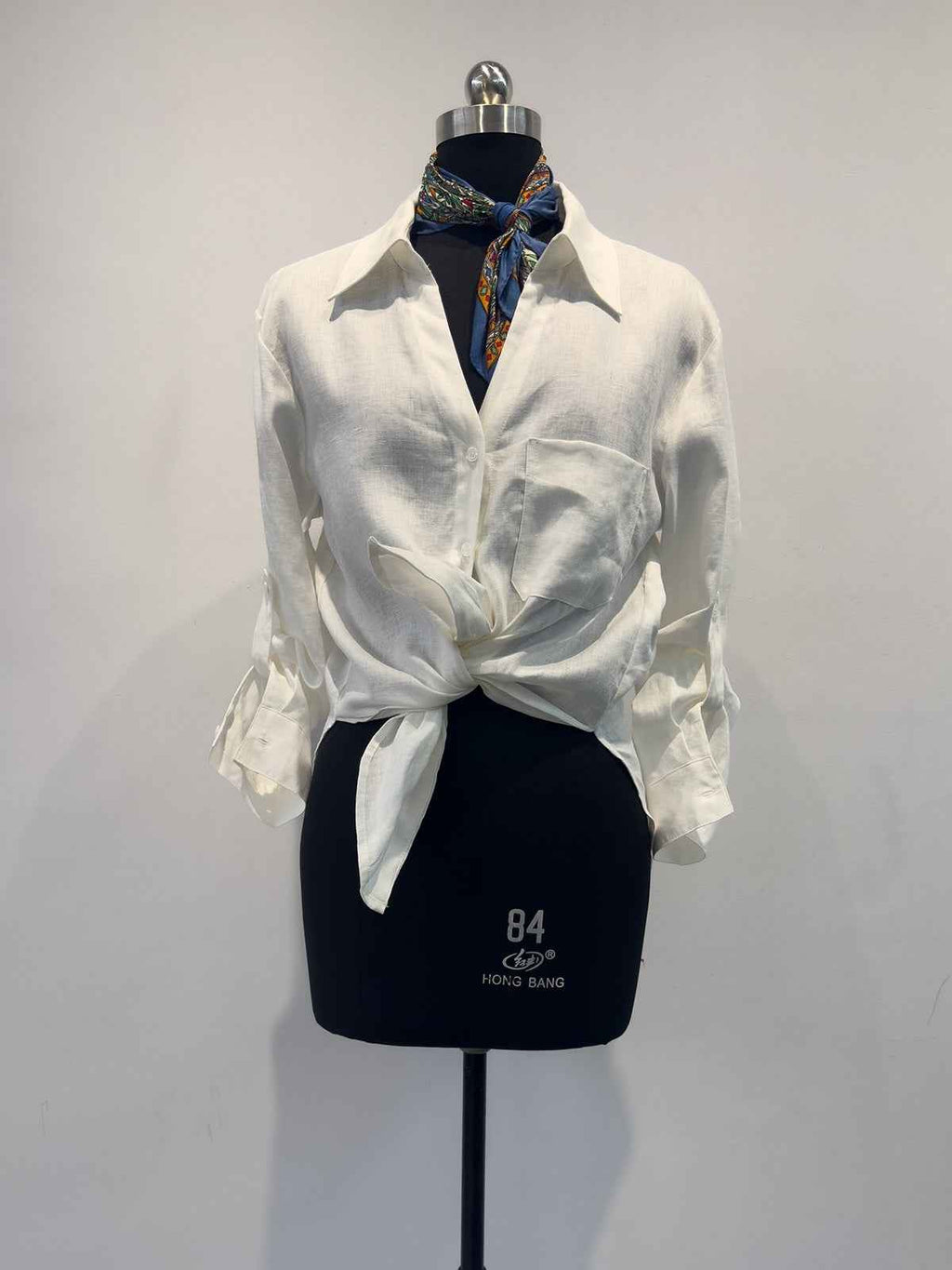 Womens Natural Pure Linen V-Neck Shirt