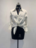 Womens Natural Pure Linen V-Neck Shirt
