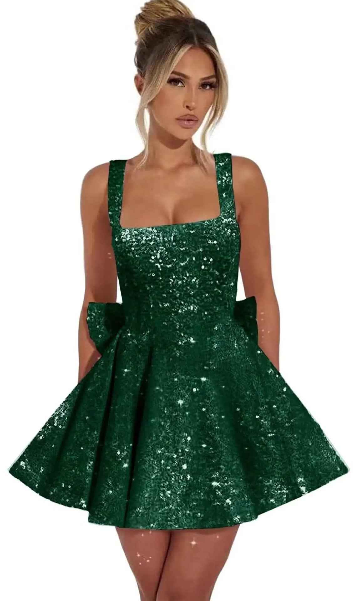 Women's Strapless Sequin Mini Dress with Bow