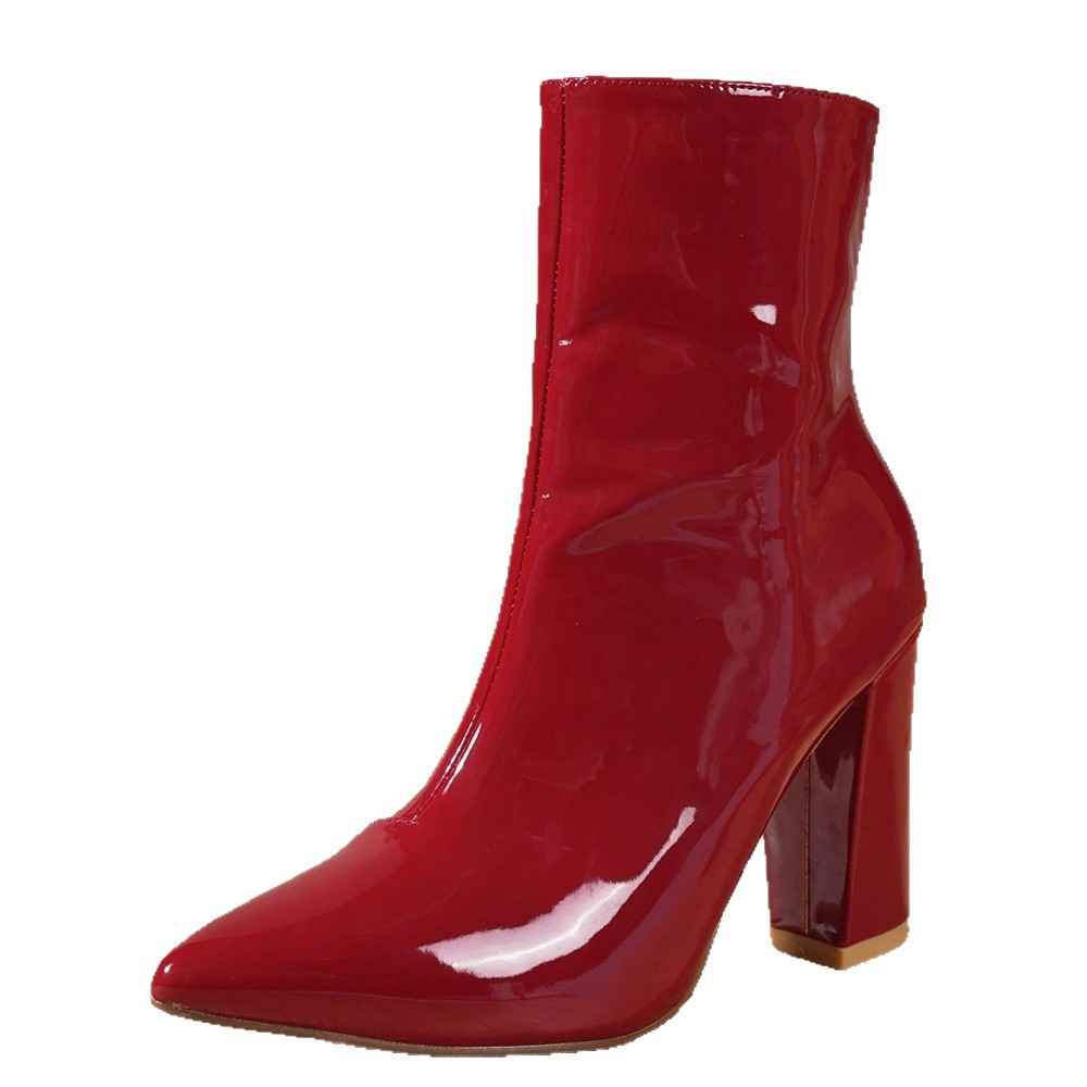Patent Leather Stiletto Ankle Boots – Pointed Toe, Side Zipper