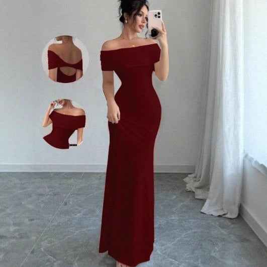 Off-Shoulder Maxi Bodycon Dress — 5 Colours, XS–XXL