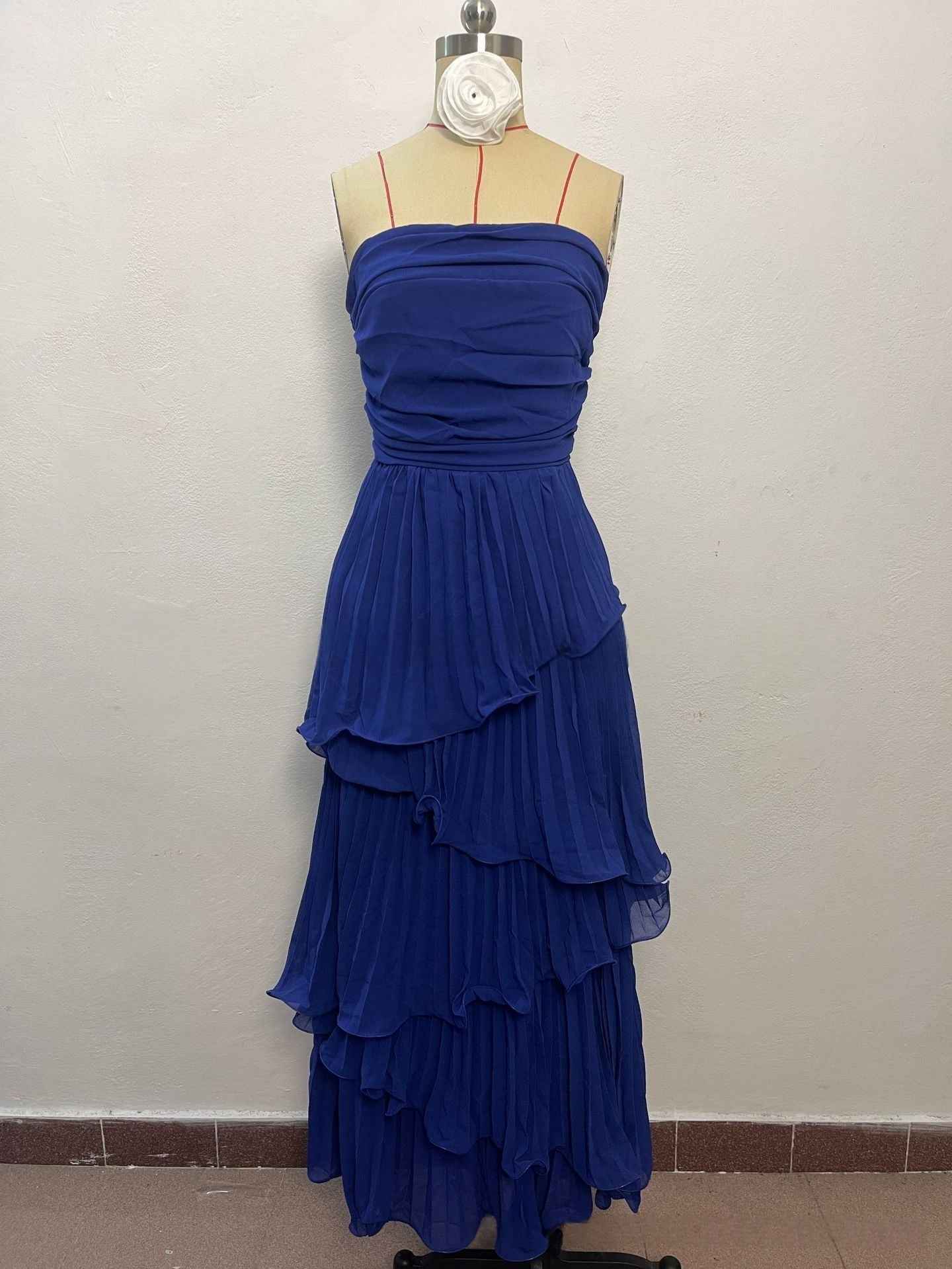 Women's Sleeveless Ruffle A-Line Chiffon Dress