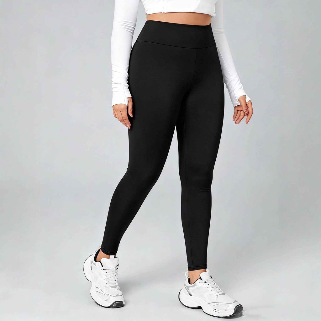 Slim-Fit Full-Length Pencil Leggings — Black, Plus Sizes