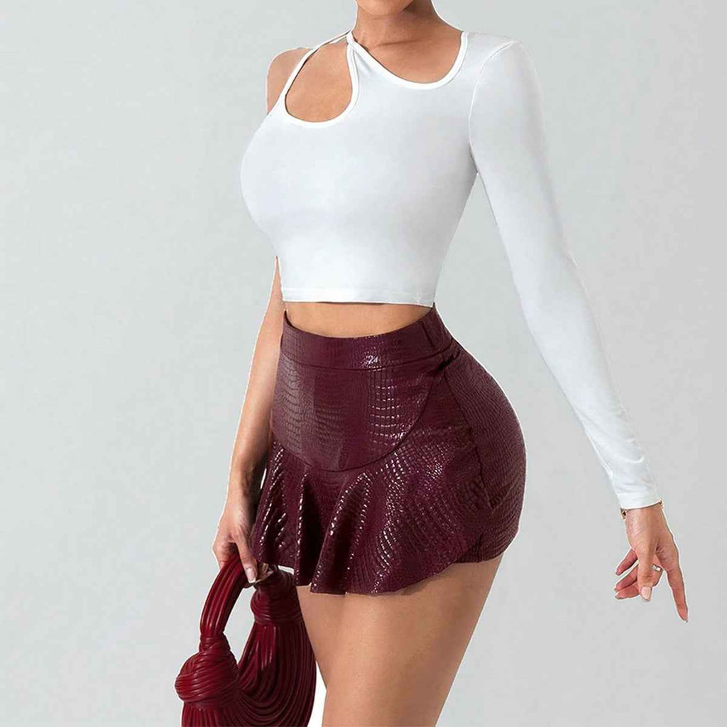 Faux Leather Mini Skirt — Stretchy Coated Finish