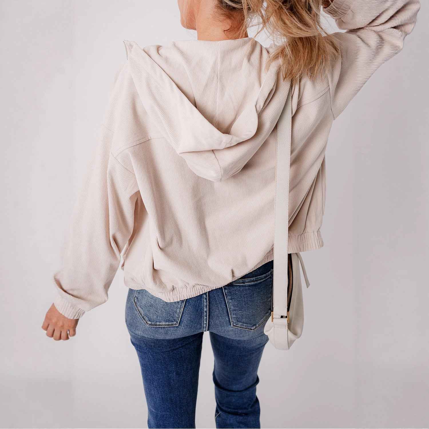 Women's Loose-Fit Casual Jacket – Long Sleeve, Solid Colour