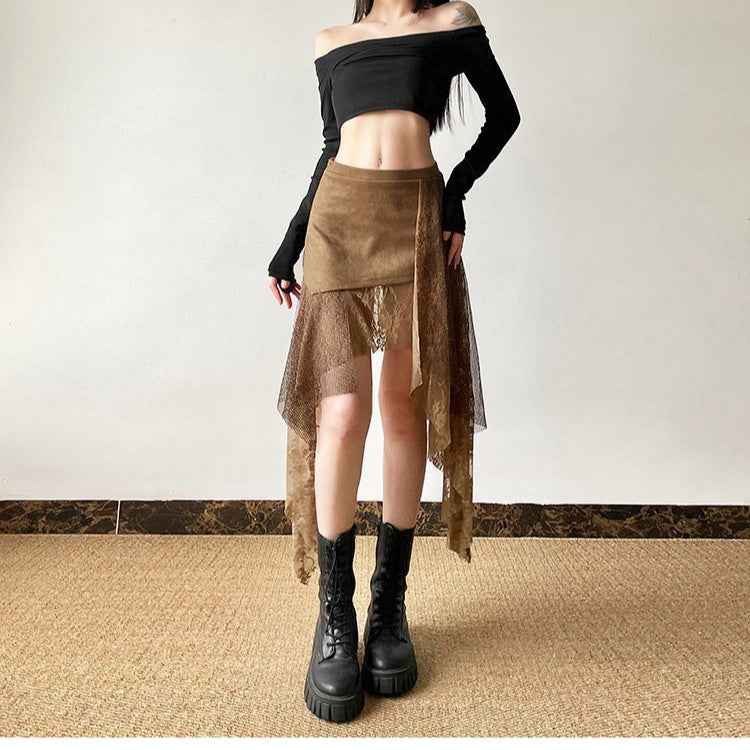 Women's Lace-Panel Bodycon Midi Skirt