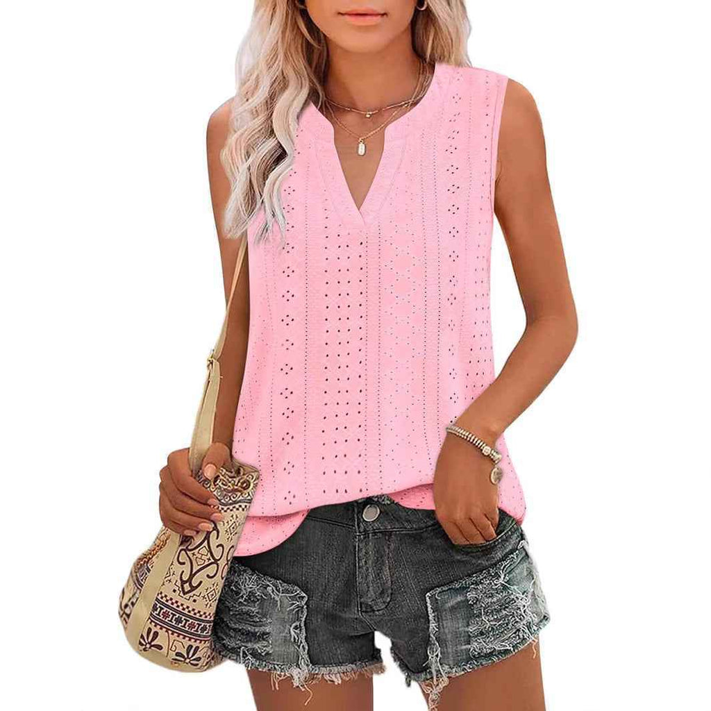 Sleeveless V-Neck Top — Loose Fit, 10 Colours