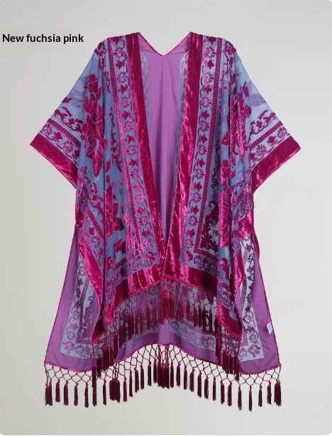 Bohemian Fringed Shawl – Handmade Long Wrap, 19 Colors