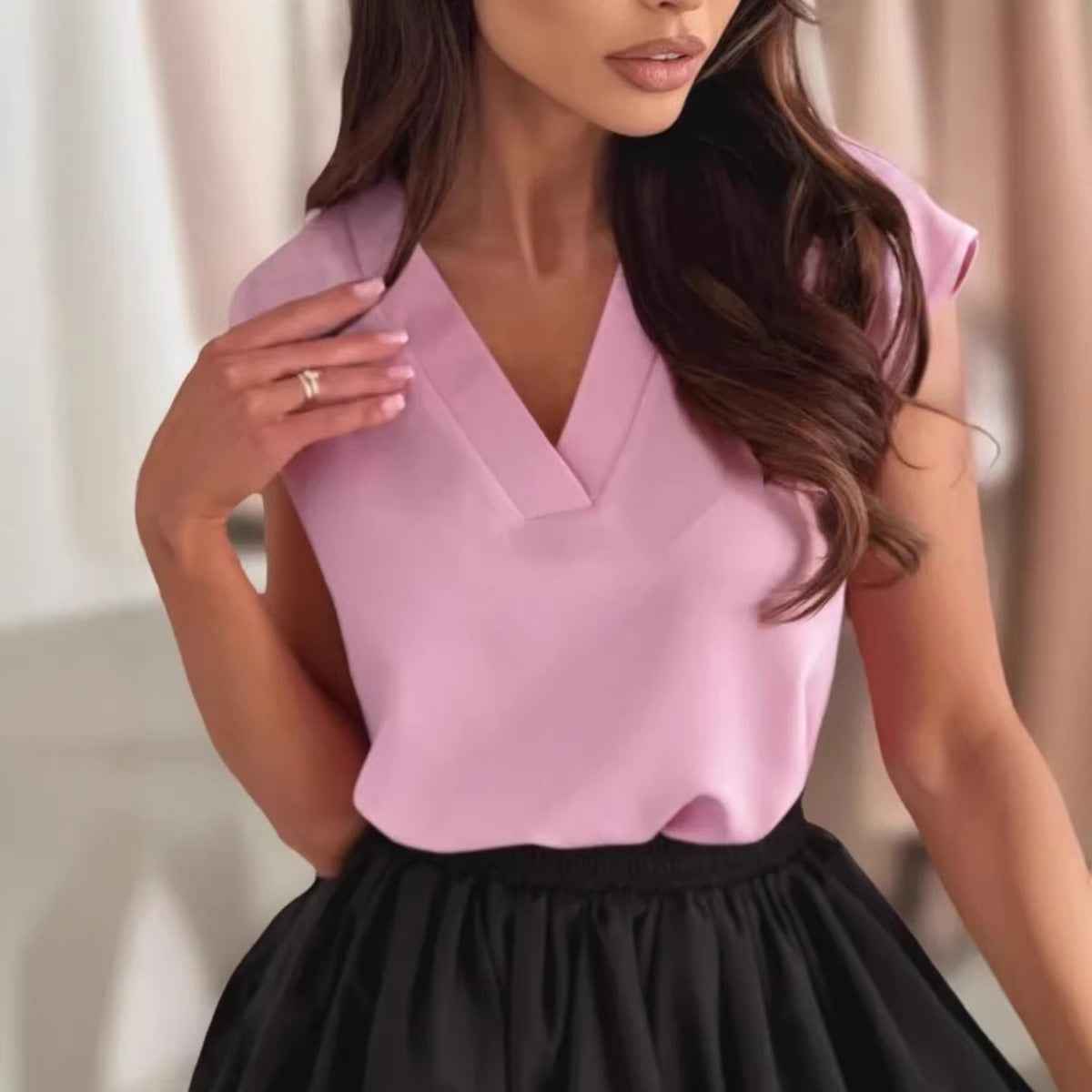 Patchwork Pastel V-Neck Sleeveless Top