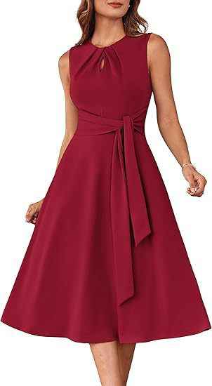 Elegant Solid Color Dress — Black, Light Blue & Red