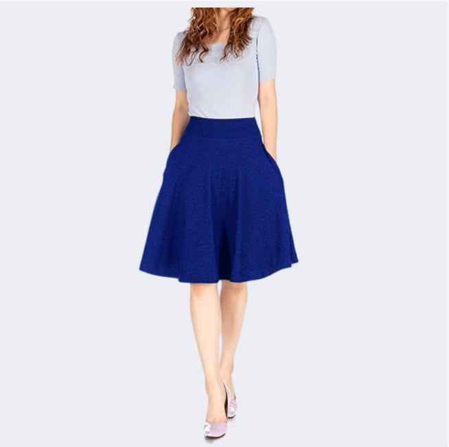 Knee-length A-line Skirt With Pockets Exuding An Elegant And Professional Vibe