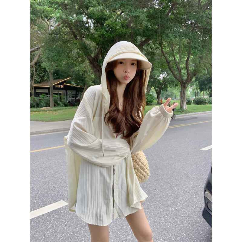 Plus Size Hooded Loose Cardigan – Mid-Length