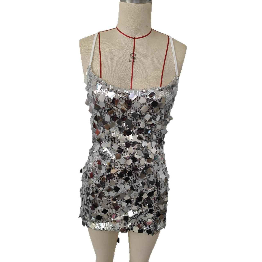 Women's Sequin Sleeveless High-Waist Mini Dress — 4 Colours, S–L