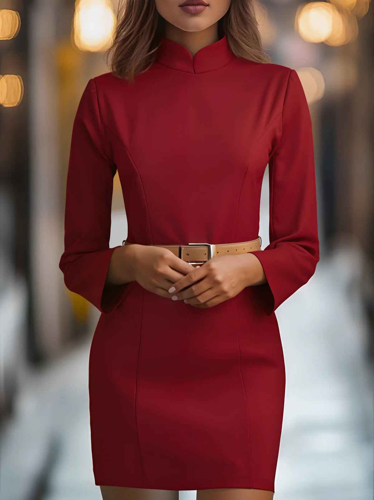 Stylish And Elegant Stand-collar Dress For Women
