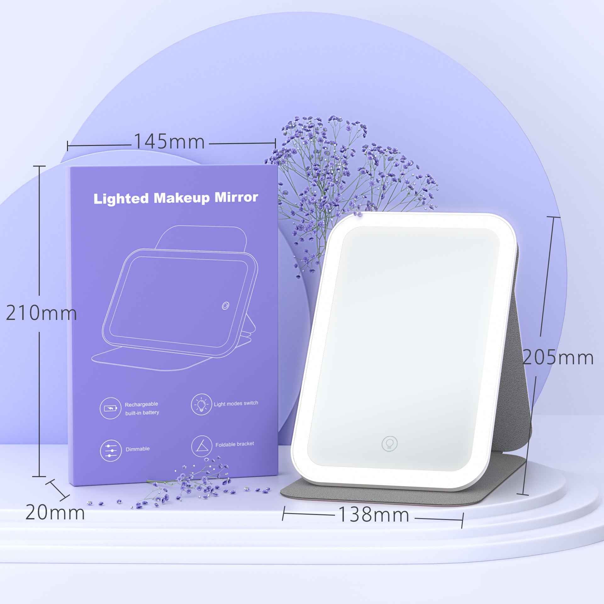 LED Folding Makeup Mirror with Protective Case