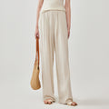Cotton-Linen Mid-Rise Wide-Leg Pants with Pockets