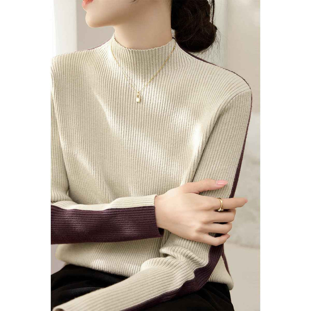 Mock Neck Reversible Sweater – Viscose Blend, Long Sleeve