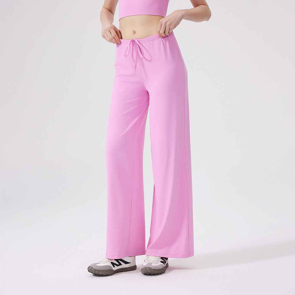 Women's Straight-Leg Yoga Trousers – Breathable Nylon, 6 Colours