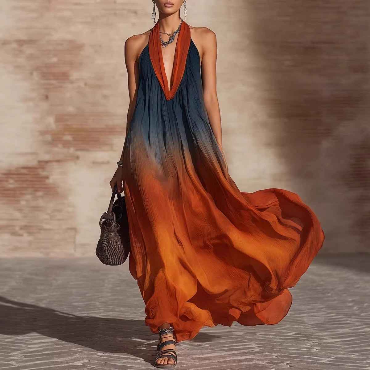 Floral Print Sleeveless Maxi Dress